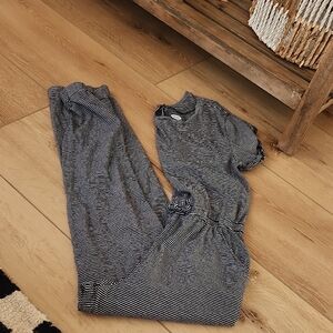 Striped Black and White Jumpsuit, Xl 14